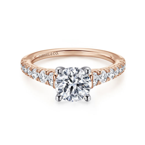14K White-Rose Gold Round Diamond Engagement Ring