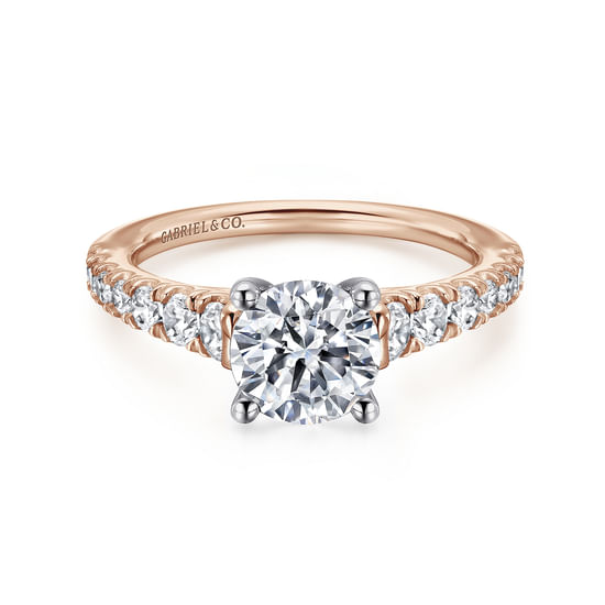 Gabriel - 14K White-Rose Gold Round Diamond Engagement Ring