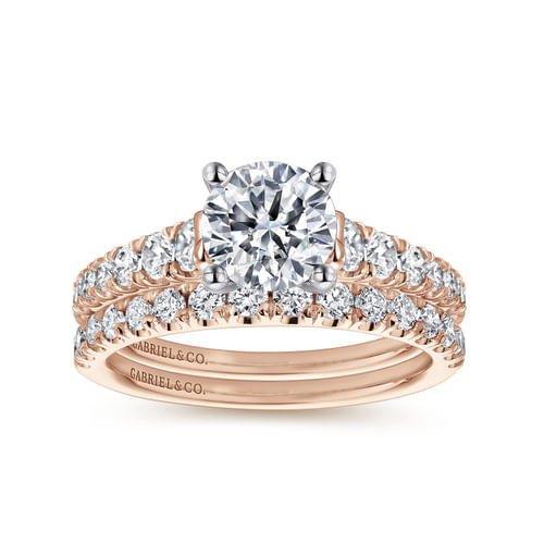 14K White-Rose Gold Round Diamond Engagement Ring