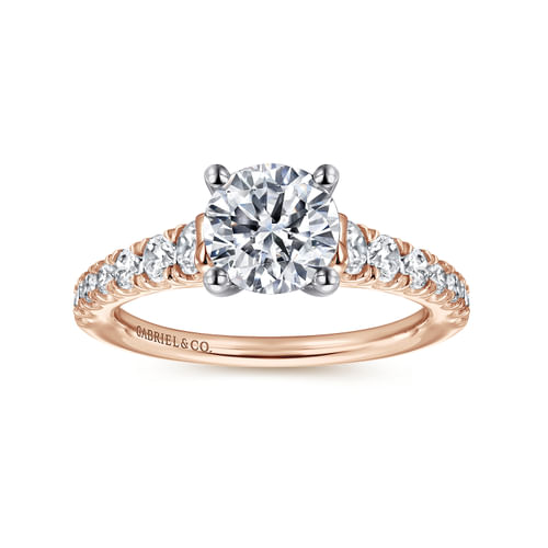 14K White-Rose Gold Round Diamond Engagement Ring