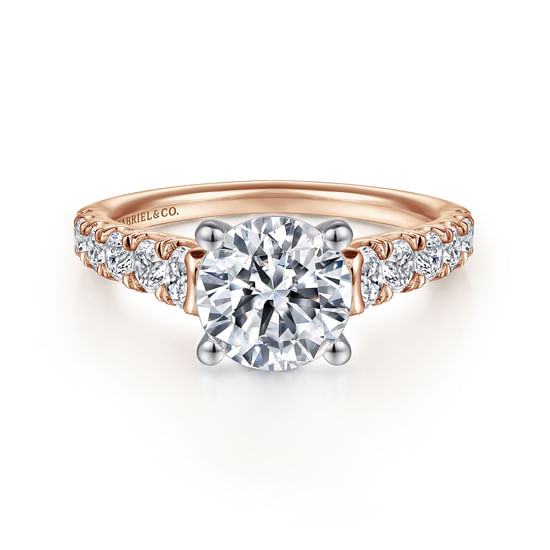 Gabriel - 14K White-Rose Gold Round Diamond Engagement Ring