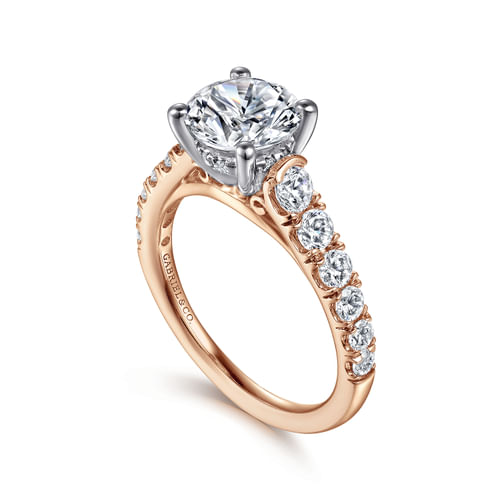 14K White-Rose Gold Round Diamond Engagement Ring