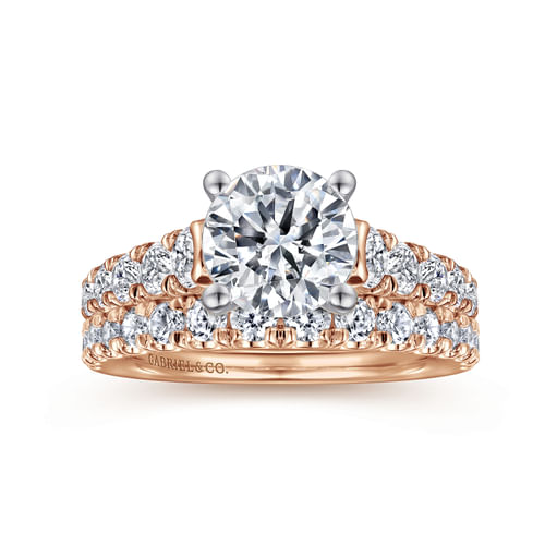 14K White-Rose Gold Round Diamond Engagement Ring