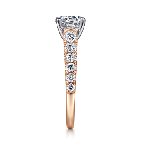 14K White-Rose Gold Round Diamond Engagement Ring