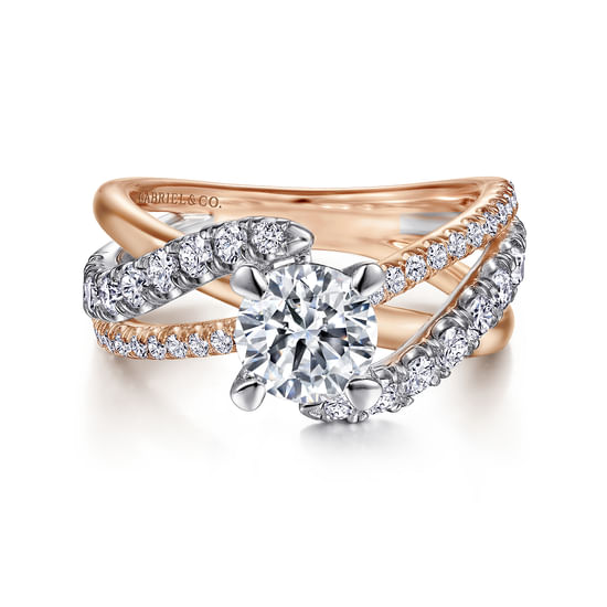 Gabriel - 14K White-Rose Gold Round Diamond Engagement Ring