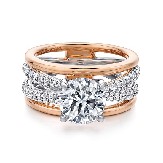 Gabriel - 14K White-Rose Gold Round Diamond Engagement Ring