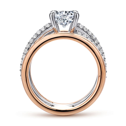 14K White-Rose Gold Round Diamond Engagement Ring