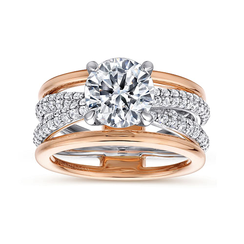 14K White-Rose Gold Round Diamond Engagement Ring