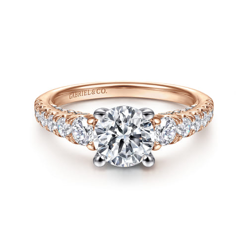 14K White-Rose Gold Round Diamond Engagement Ring