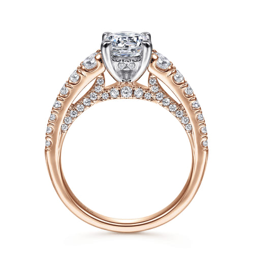 14K White-Rose Gold Round Diamond Engagement Ring