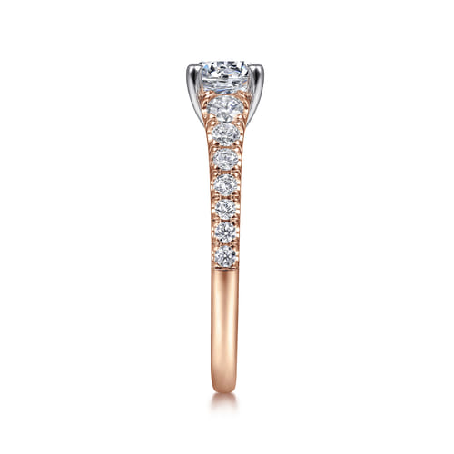 14K White-Rose Gold Round Diamond Engagement Ring