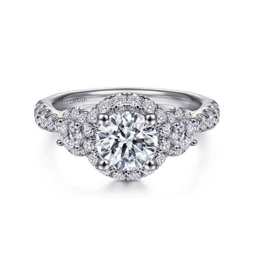 14K White-Rose Gold Round Diamond Engagement Ring