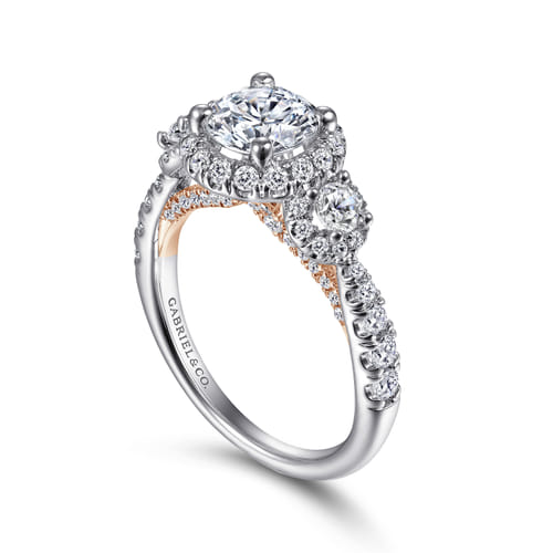14K White-Rose Gold Round Diamond Engagement Ring