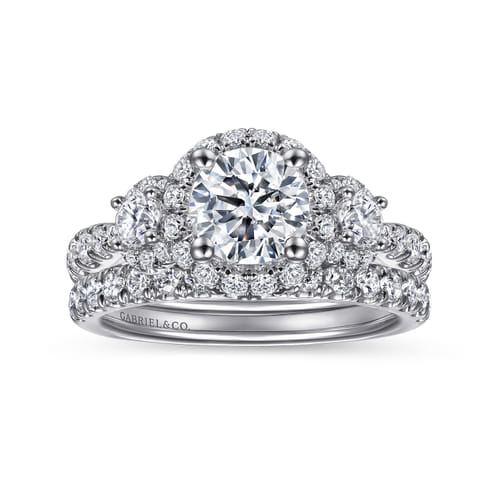 14K White-Rose Gold Round Diamond Engagement Ring