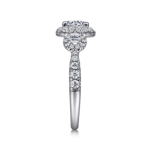 14K White-Rose Gold Round Diamond Engagement Ring