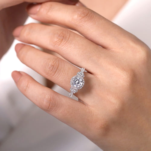 14K White-Rose Gold Round Diamond Engagement Ring