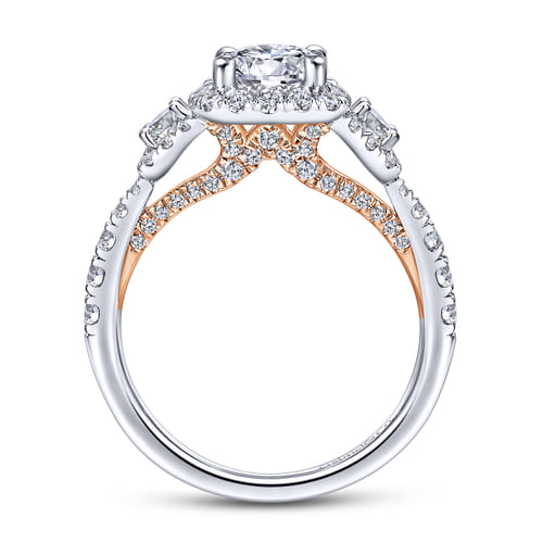 14K White-Rose Gold Round Diamond Engagement Ring