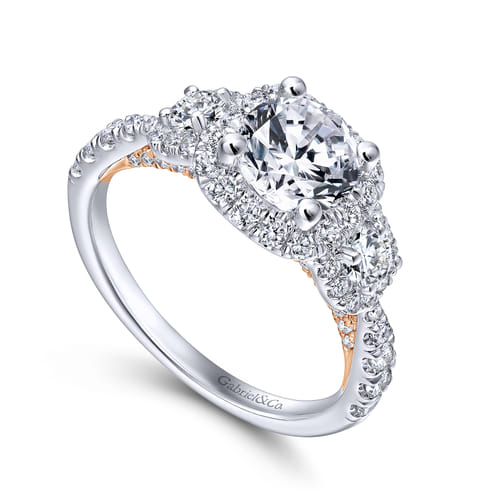 14K White-Rose Gold Round Diamond Engagement Ring