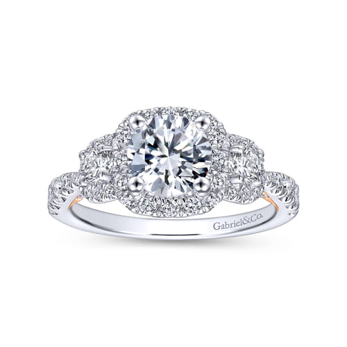 14K White-Rose Gold Round Diamond Engagement Ring