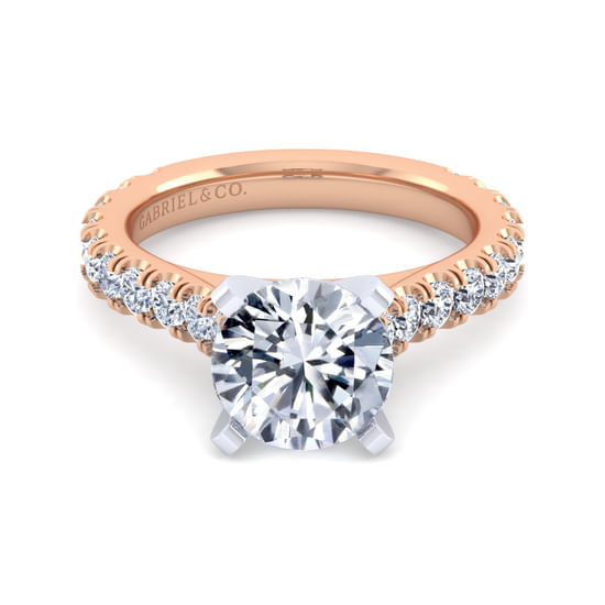 Gabriel - 14K White-Rose Gold Round Diamond Engagement Ring