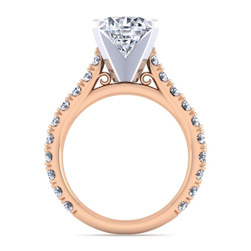 14K White-Rose Gold Round Diamond Engagement Ring