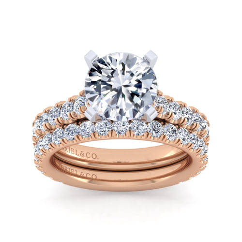 14K White-Rose Gold Round Diamond Engagement Ring
