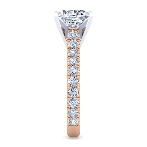 14K White-Rose Gold Round Diamond Engagement Ring