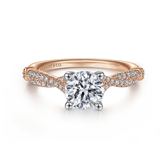 Gabriel - 14K White-Rose Gold Round Diamond Engagement Ring