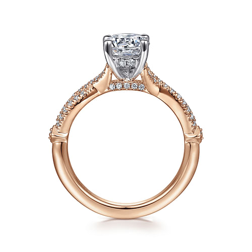 14K White-Rose Gold Round Diamond Engagement Ring