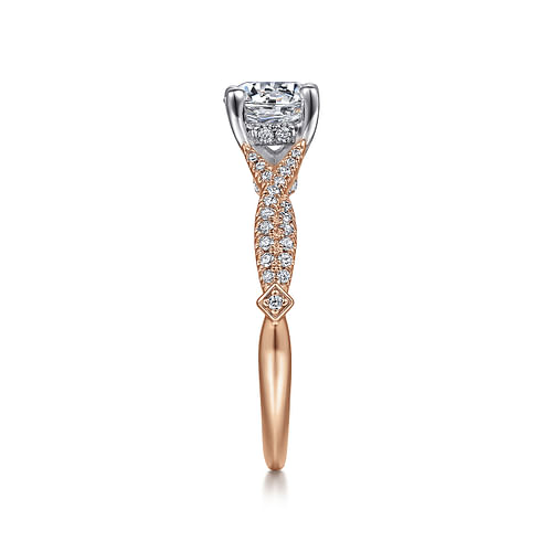 14K White-Rose Gold Round Diamond Engagement Ring