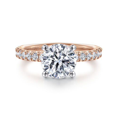 14K White-Rose Gold Round Diamond Engagement Ring