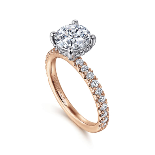 14K White-Rose Gold Round Diamond Engagement Ring