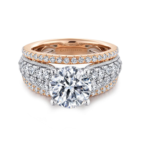 Gabriel - 14K White-Rose Gold Round Diamond Engagement Ring