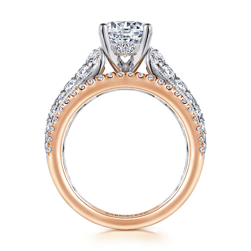 14K White-Rose Gold Round Diamond Engagement Ring