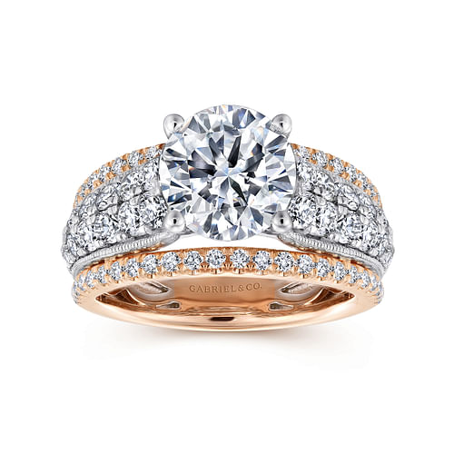 14K White-Rose Gold Round Diamond Engagement Ring