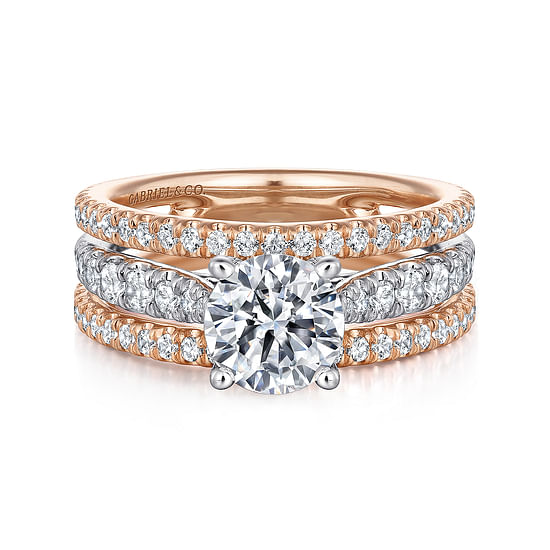 Gabriel - 14K White-Rose Gold Round Diamond Engagement Ring