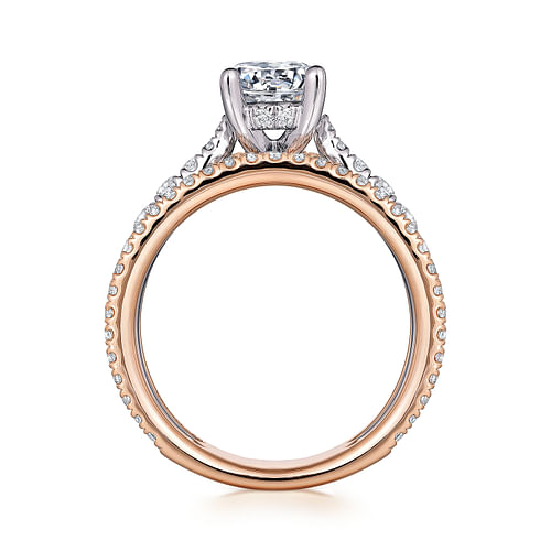 14K White-Rose Gold Round Diamond Engagement Ring