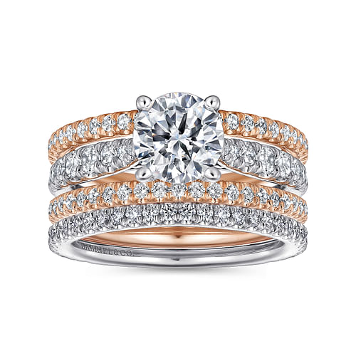 14K White-Rose Gold Round Diamond Engagement Ring