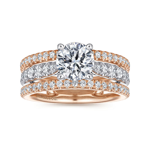 14K White-Rose Gold Round Diamond Engagement Ring