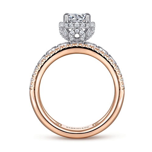 14K White-Rose Gold Round Diamond Engagement Ring