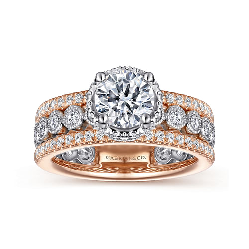 14K White-Rose Gold Round Diamond Engagement Ring