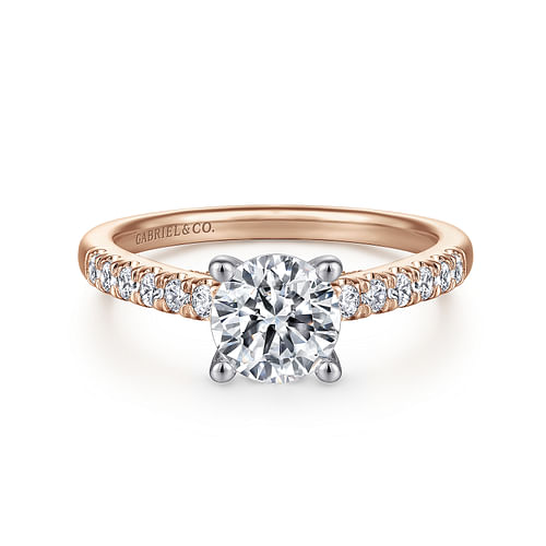 14K White-Rose Gold Round Diamond Engagement Ring