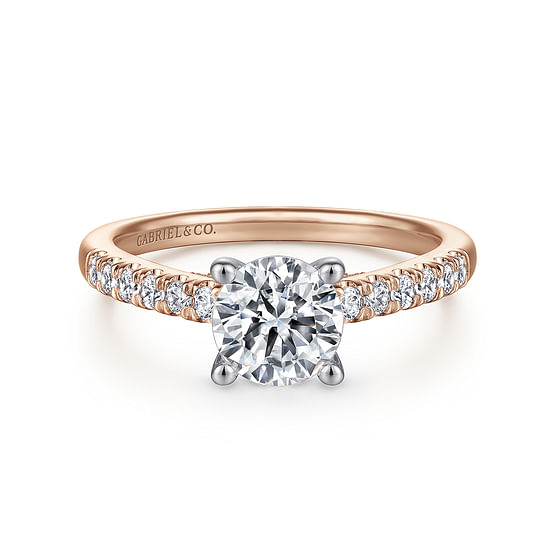 Gabriel - 14K White-Rose Gold Round Diamond Engagement Ring