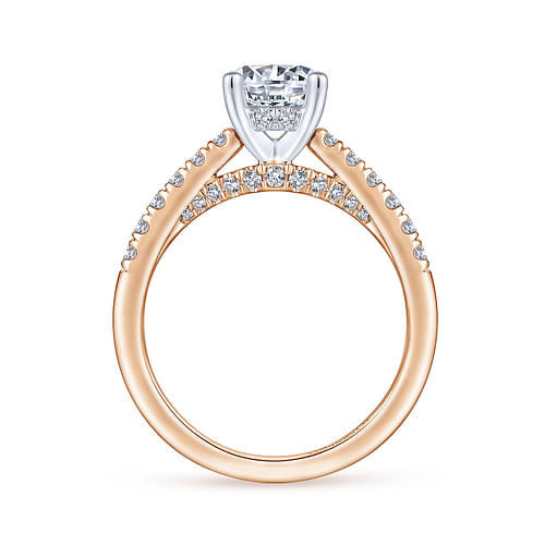 14K White-Rose Gold Round Diamond Engagement Ring