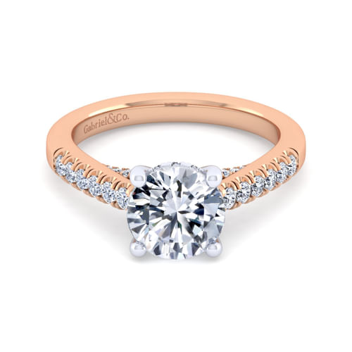 14K White-Rose Gold Round Diamond Engagement Ring