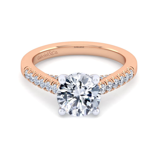 Gabriel - 14K White-Rose Gold Round Diamond Engagement Ring