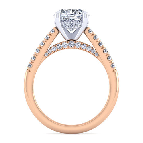 14K White-Rose Gold Round Diamond Engagement Ring