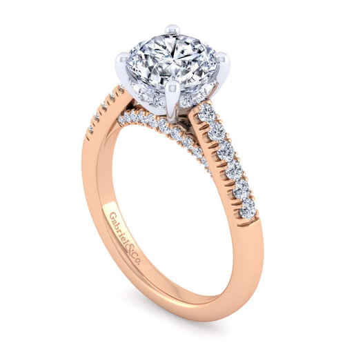 14K White-Rose Gold Round Diamond Engagement Ring