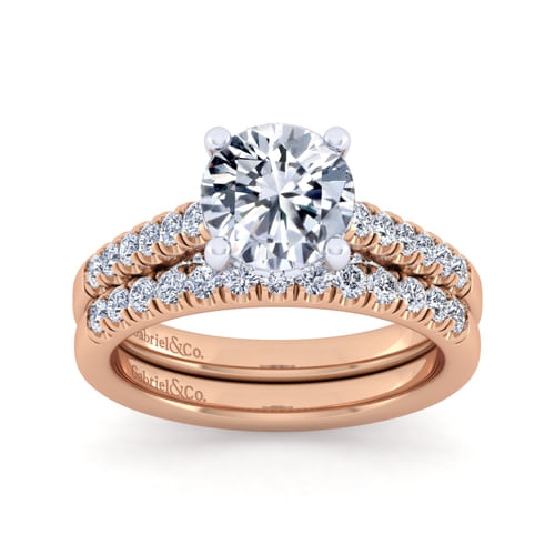 14K White-Rose Gold Round Diamond Engagement Ring