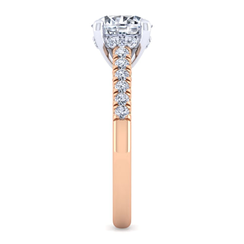 14K White-Rose Gold Round Diamond Engagement Ring
